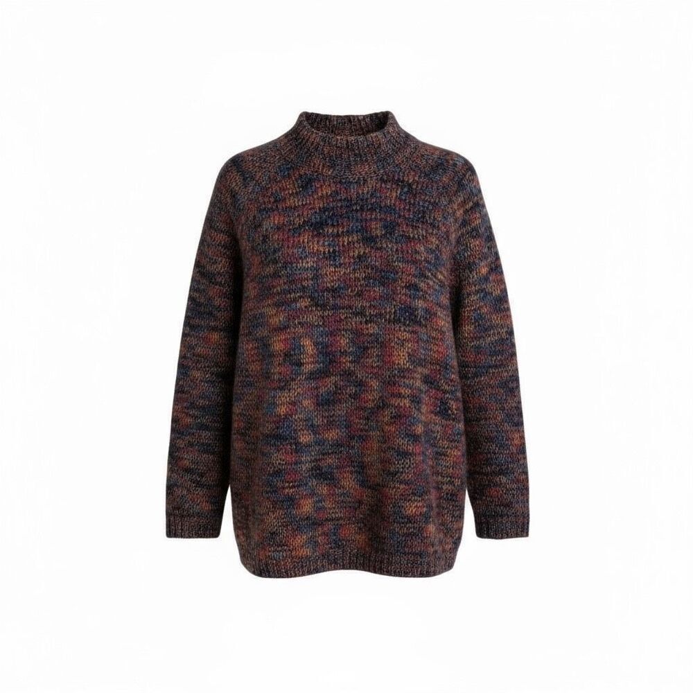 Fitting Image Wool Blend Melange High Neck Pullover Sweater Multicolor‎ 22/24